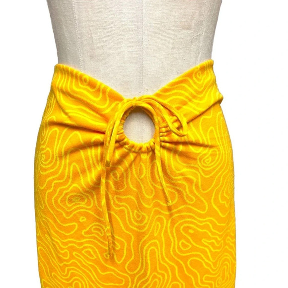 Zara Orange Abstract Printed Cutout Tie Waist Midi Skirt Size Medium - Picture 2 of 12